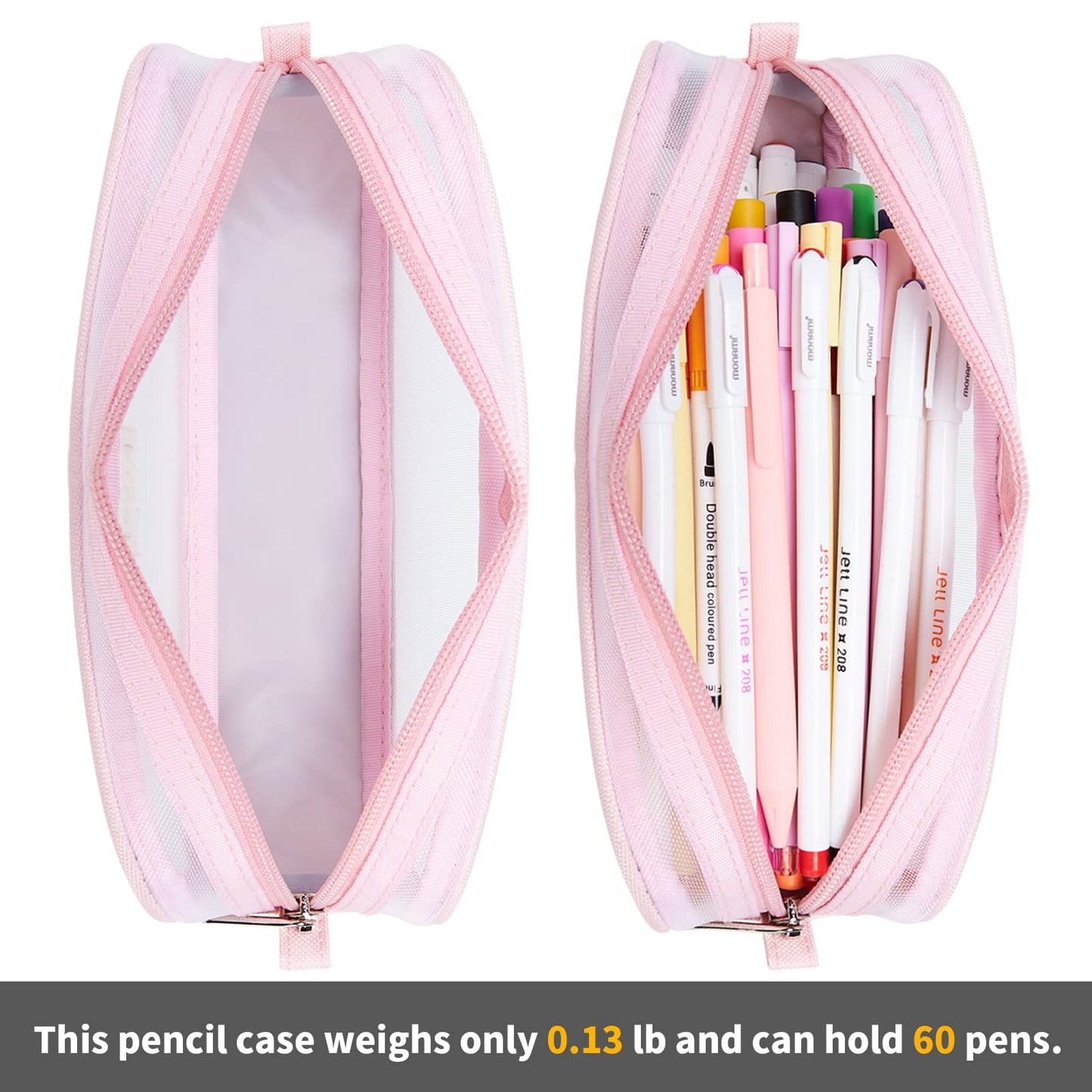KALIDI Grid Mesh Pencil Case Large Capacity Pencil Case Big Pencil Pouch With Zipper Simple Stationery Bag Aesthetic Pen Bag for School Teen Girl Boy Multi-Purpose bag for office Men Women