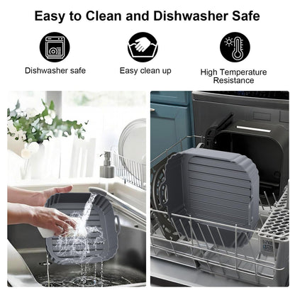 Square Silicone Air Fryer Liners 2 Pack, Compatible with Ninja AF141 181, 8.5 Inch Air Fryer Liners for COSORI 5-6.5 QT, Reusable Silicone Basket, Air Fryer Accessories