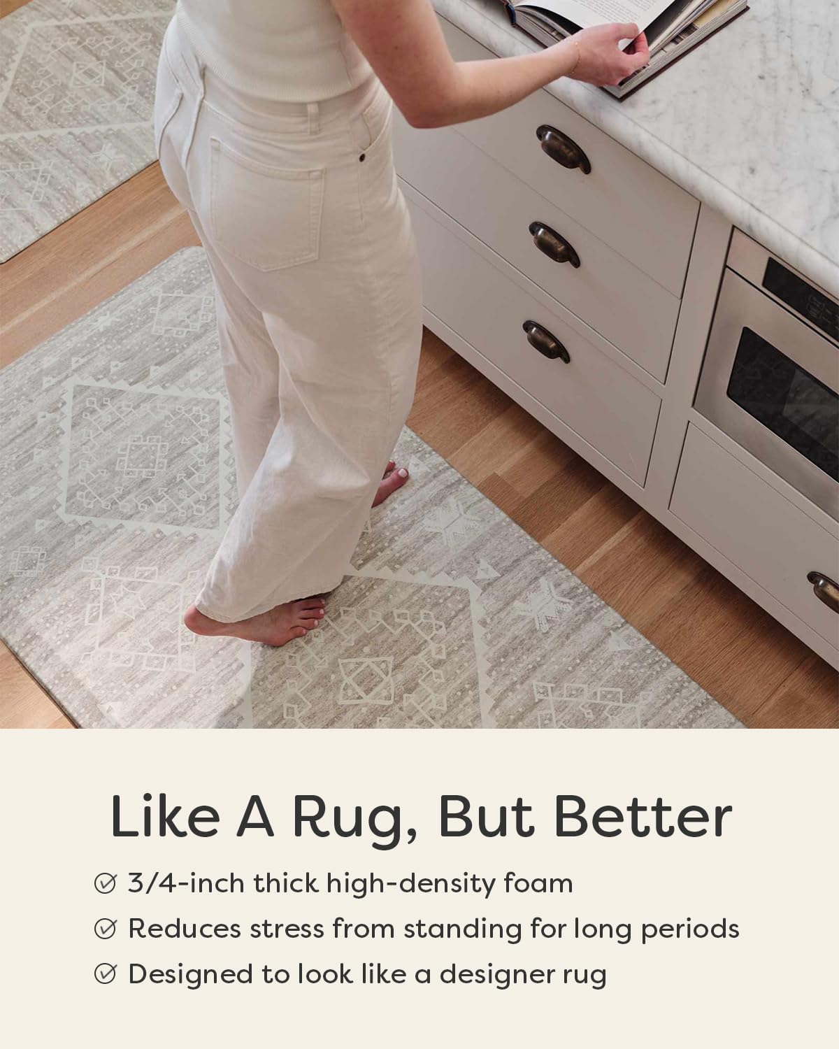 House of Noa Nama Standing Mat – Anti-Fatigue Kitchen Mats for Floor, Cushioned & Non-Slip Comfort Mat for Standing, Thick Foam Anti-Fatigue Mat for Kitchen & Workspaces, Ula Windmill 22" x 54"