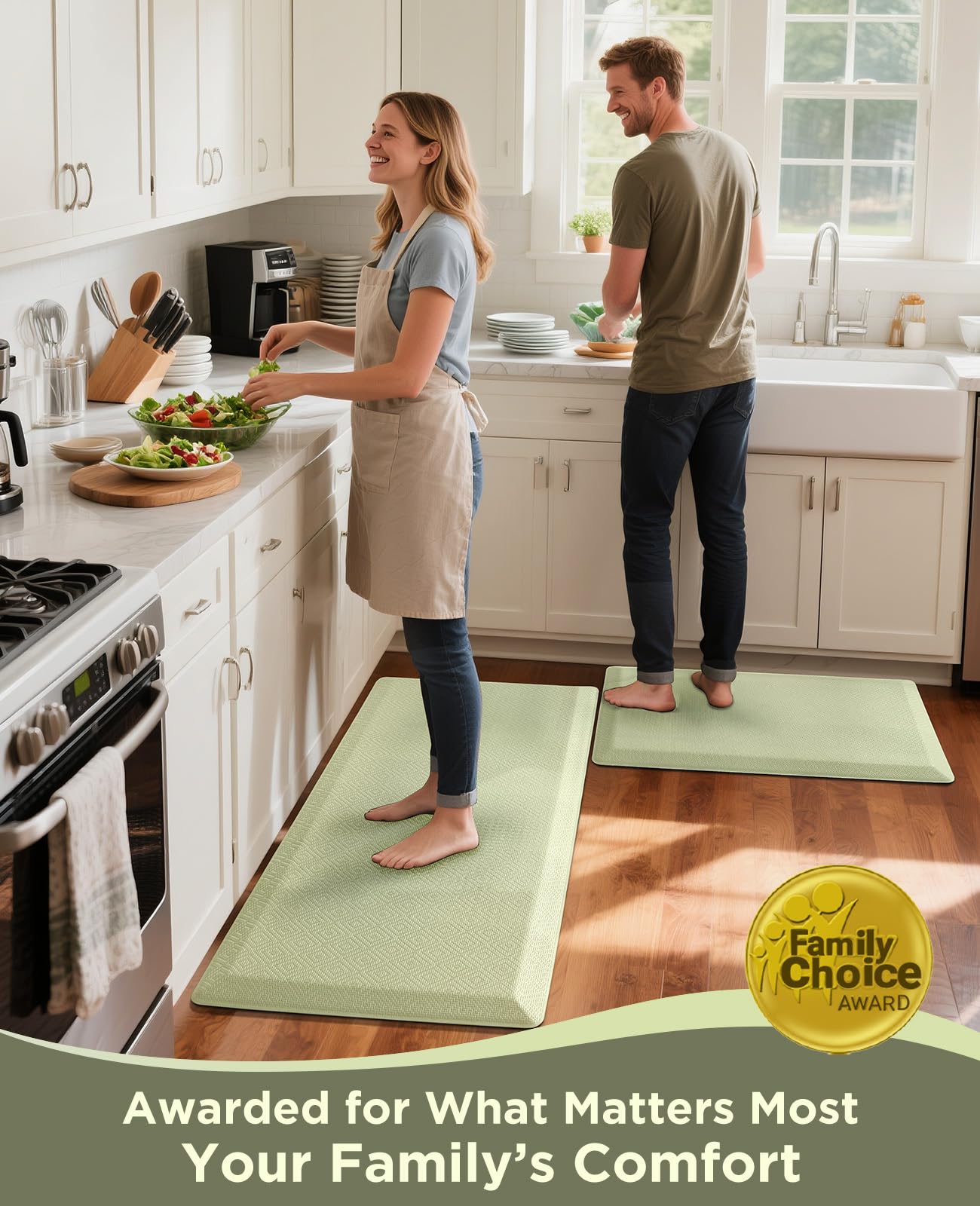 Ophanie Kitchen Mats for Floor, 3/4 Inch, 20x32 Anti Fatigue Cushioned Mat with 99+ Pairs of Anti-Slip Bottom Ridges,Kitchen Rugs,Waterproof,Comfort Ergonomic Standing Mat for Office,Home,Sink
