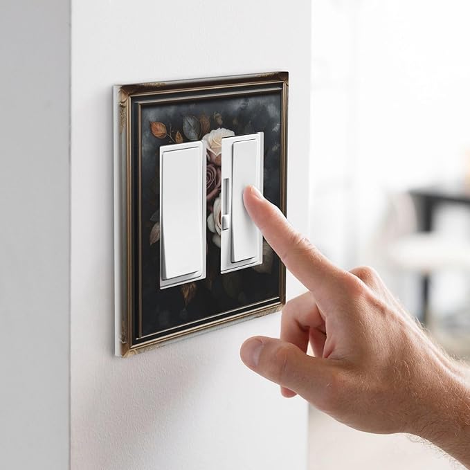 Decorative Art Light Switch Covers Elegant Rose Bouquet Art 2 Gang Dual Rocker Outlet Switch plate Faceplate GFCI for Home Decor