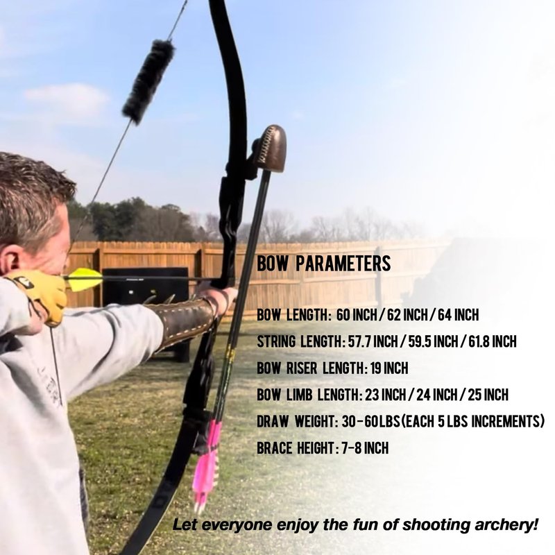 Sanlida Hermit 10 ILF Hunting Recurve Bow Kit for Adults 60" 30-45 Lbs Archery Recurve Bow, CNC ILF Riser, Carbon & Graphite Foam Core ILF Limbs, RH Only, Limited Life-time Warranty (60",40 Lbs)