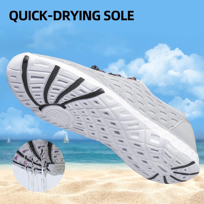 DOUSSPRT Men's Water Shoes Quick Drying Sports Aqua Shoes LightGrey Size 9
