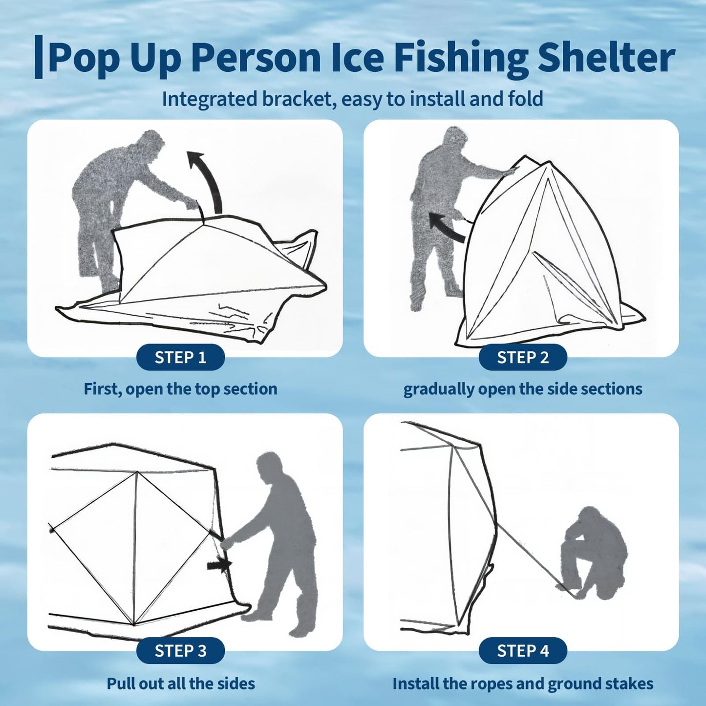 Garvee Pop Up Ice Fishing Shelter and Insulated Ice Fishing Tent with 49ft LED Light Strip, Windproof Portable Hub Design, Fits 3-4 People, 35 sq ft Fishable Area, Red+Black