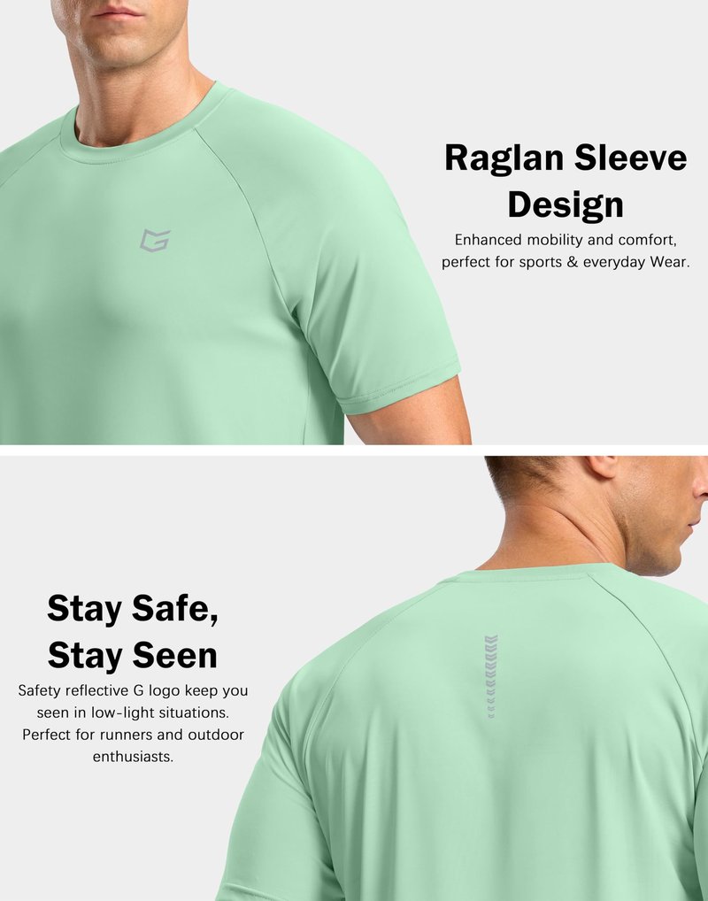 G Gradual Men's Athletic Workout T-Shirts Moisture Wicking Cooling Running Shirts Short Sleeve Performance Tee for Gym Tennis(Mint Green,XXL)