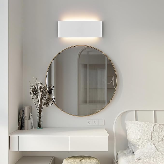 11" Modern LED vanity light,15W Dimmable 5 CCT (3000K-6500K) Adjustable Wall Lamp,Up and Down Wall Lighting,Indoor Wall Sconce for Bedroom,Staircase,Hallway,Dressing Table,1 Pack（White）