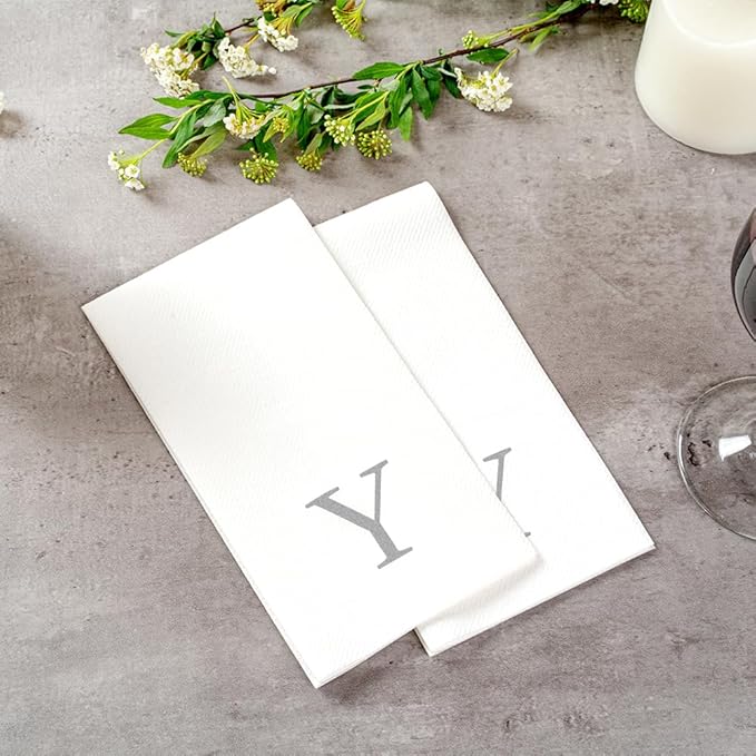 Luxenap 15.8 X 7.9 Inch Linen-Feel Guest Towels, 50 Lettered Hand Towels
