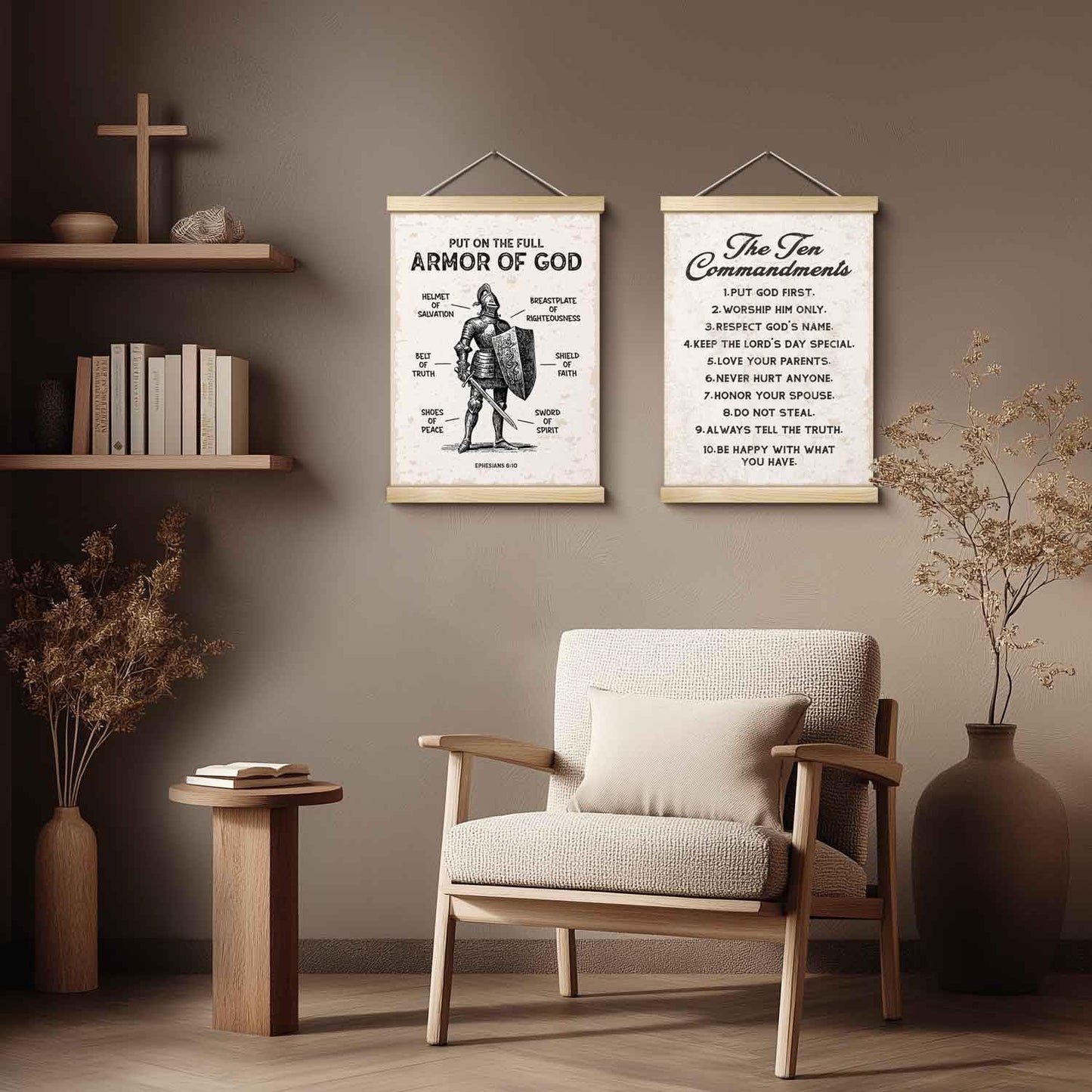 YZEXEZY The Ten Commandments Wall Hanging,Bible Verse Wall Art Posters for Home Prayer Room Church Office Decor 12x16-G31