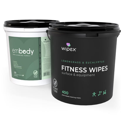 Wipex Yoga Mat Cleaner Wipes - Plant-Based Lemongrass, Eucalyptus & Vinegar Wipes for Gym & Fitness Equipment & All Purpose Gym Cleaning - Safe for Peloton Bikes & Treadmills - 400 Count