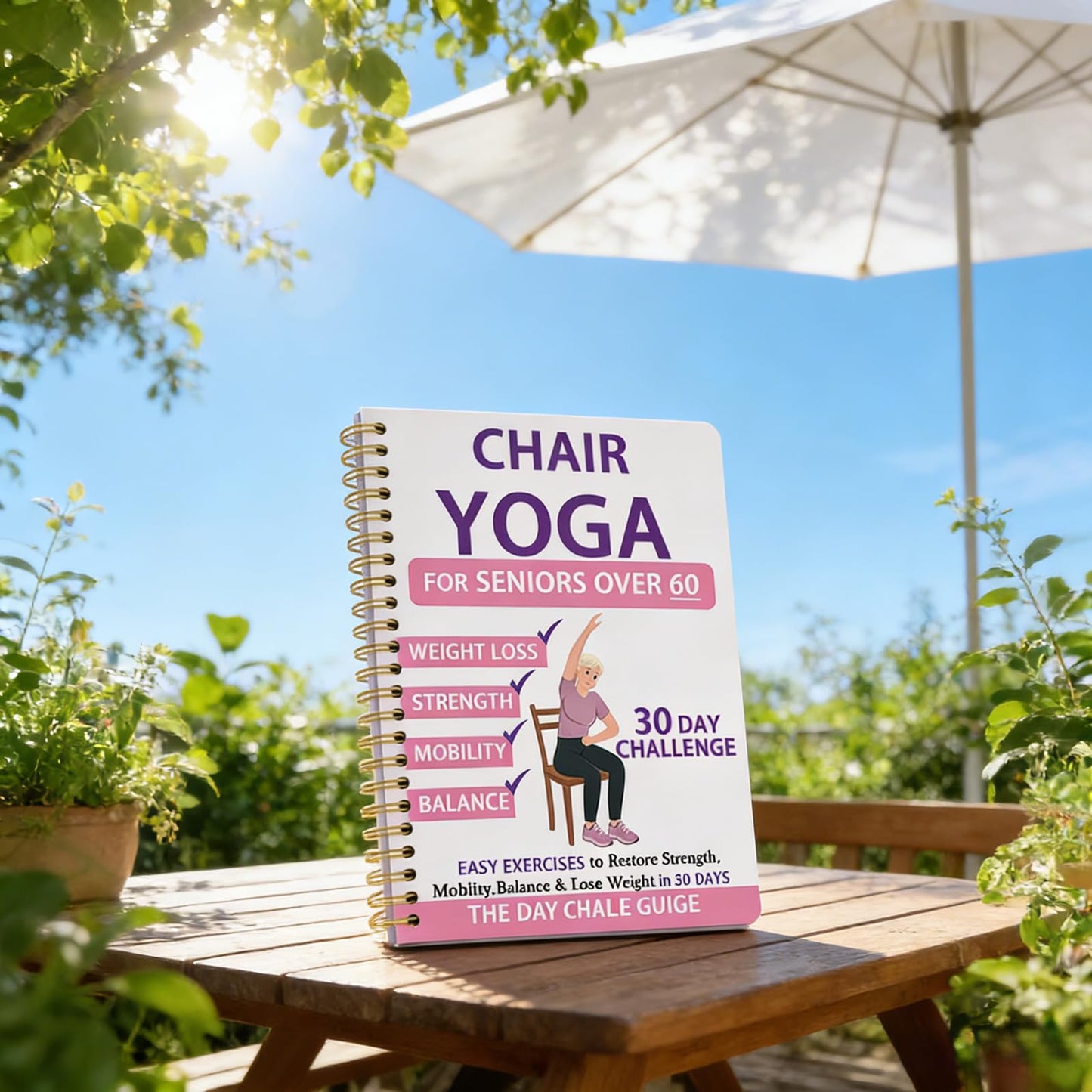 Chair Yoga Chart with 38-Page Guide, 30-Day Challenge, Chair Yoga Chart for Seniors Over 60, Exercise Book for Seniors Over 60 Beginner