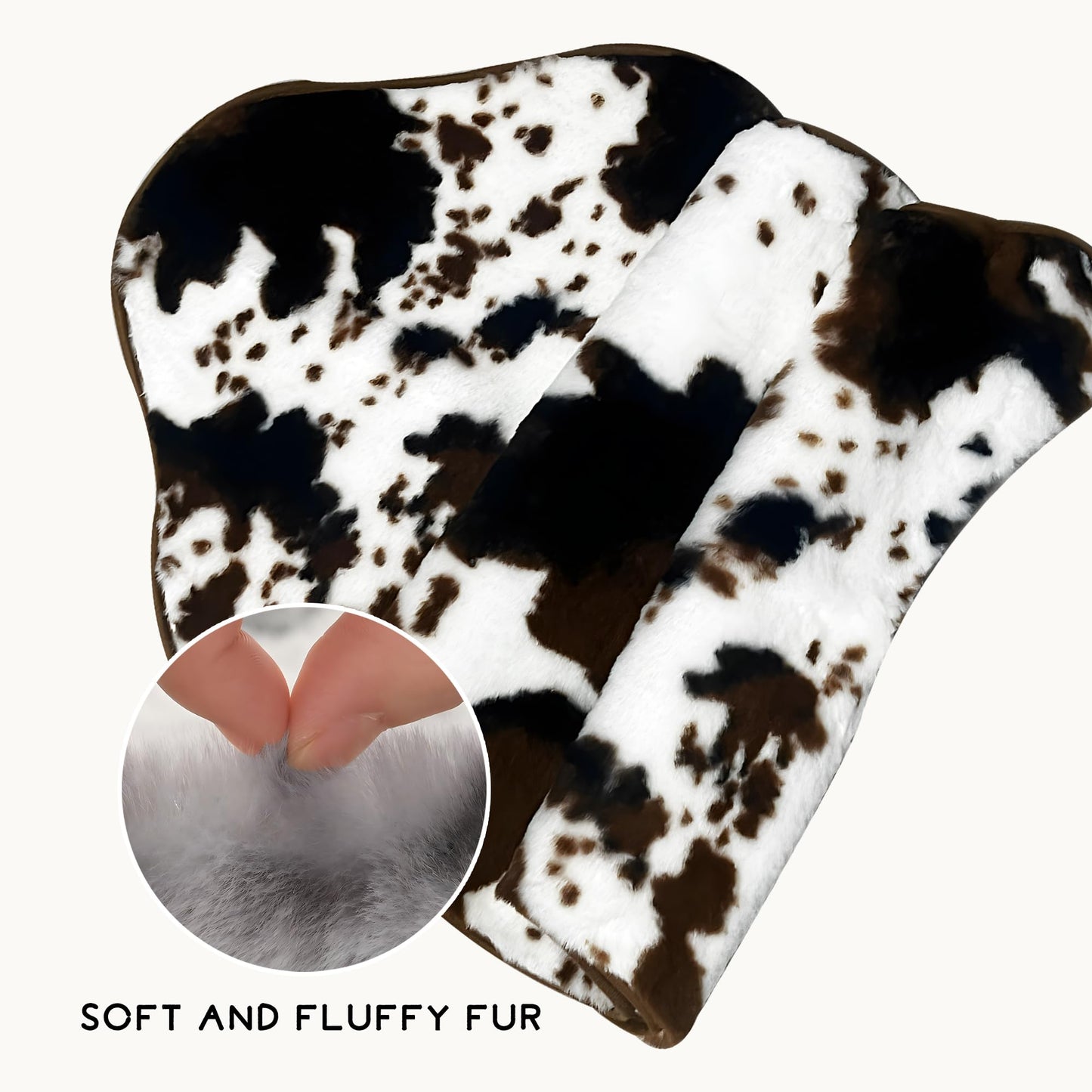 mamrug Coffee and White Cow Cute Bath mat,Faux Rabbit Fur Non-Slip Shaggy Water Absorbent Microfiber Soft Fluffy Bathroom Rugs,Washable for Home Decor Living Room Soft Plush Rug 23.6x35.4 inch