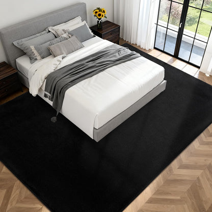 QDUIDU Large Area Rugs for Bedroom Living Room - 6x9 Feet Ultra Soft Black Rug Thickened with Memory-Foam, Solid Modern Minimalist Carpets for Home Decor, Non-Slip and Comfy Nursery Room Rugs
