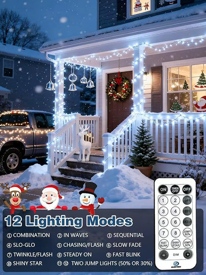 Voice Controlled Christmas Lights with Remote, 132 FT 400 LED String Lights Indoor Outdoor with 12 Modes 3 Timers, Dimmable Twinkle Light Plug in Waterproof for Xmas Tree Party Decor, Cool White