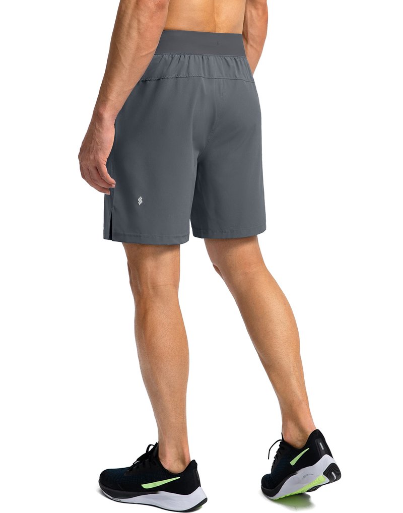 Soothfeel Men's Running Shorts with Zipper Pockets 7 Inch Lightweight Quick Dry Gym Athletic Workout Shorts for Men (Grey, XXL)