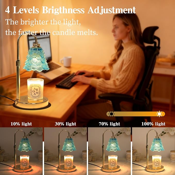 GEEZO Fragrance Candle Warmer Lamp，Electric Candle Warmer with Timer & Dimmer，Mom Christmas Birthday Gifts for Women, House Warming Gifts New Home Bedroom Decor