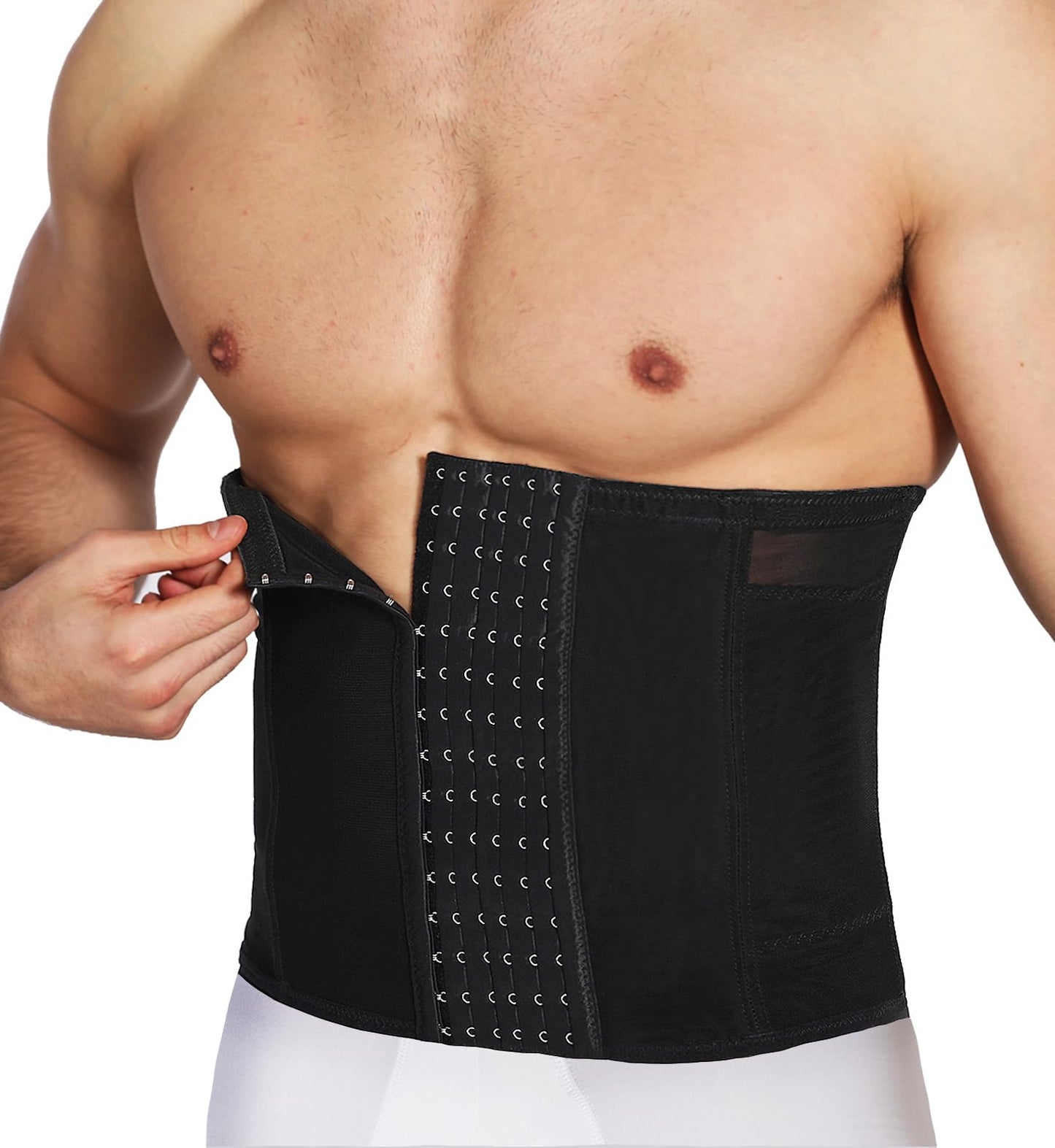 WLWLNUXI Mens Waist Trainer Trimmer Tummy Control Shapewear Slimming Girdle Stomach Band Back Support Body Shaper Belt (Black, XX-Large)