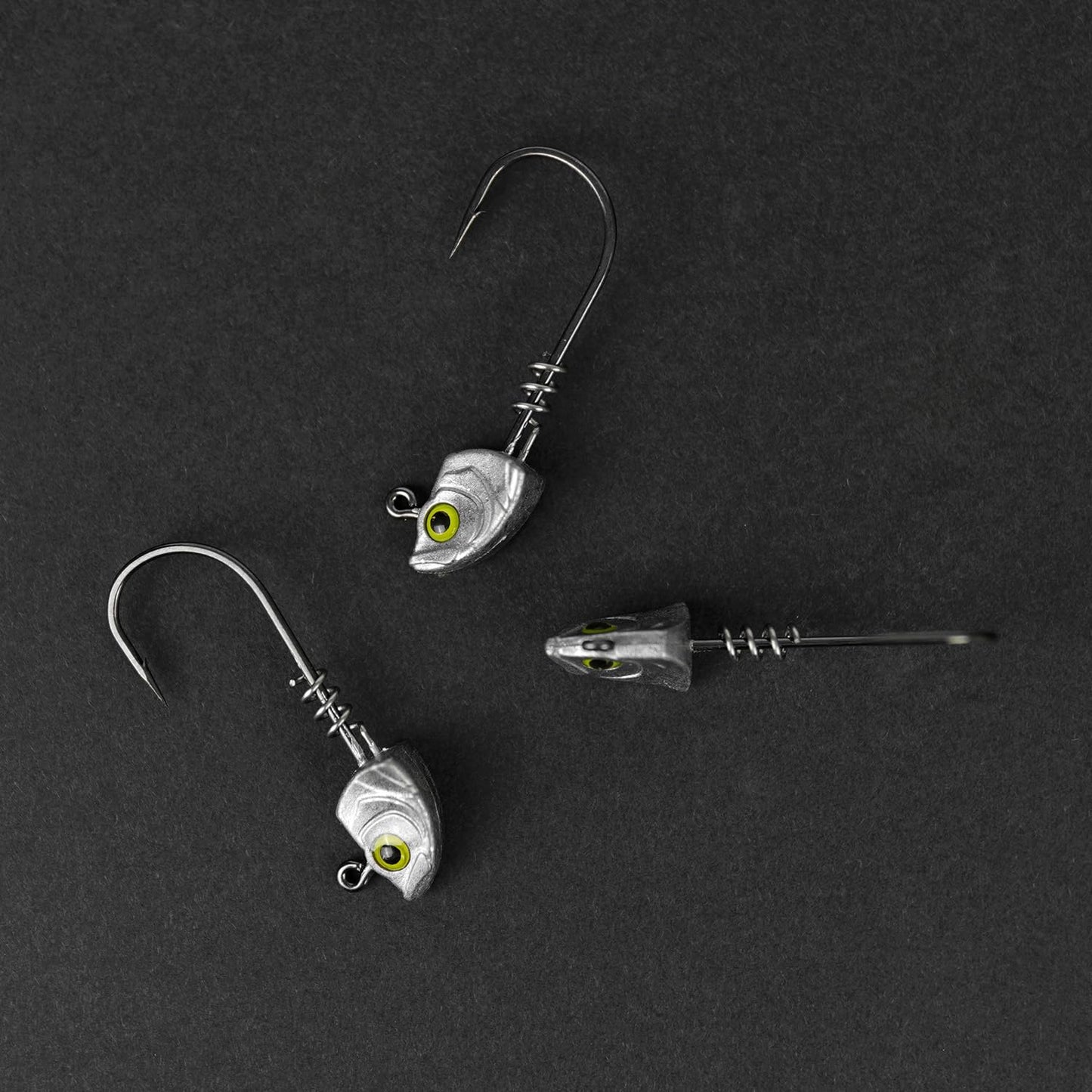 15-Pack Screw Lock Swimbait Jig Heads – 3D Chartreuse Eyes 1/8 3/16 1/4 3/8 1/2 oz, 3/0 & 4/0 Fishing Hooks