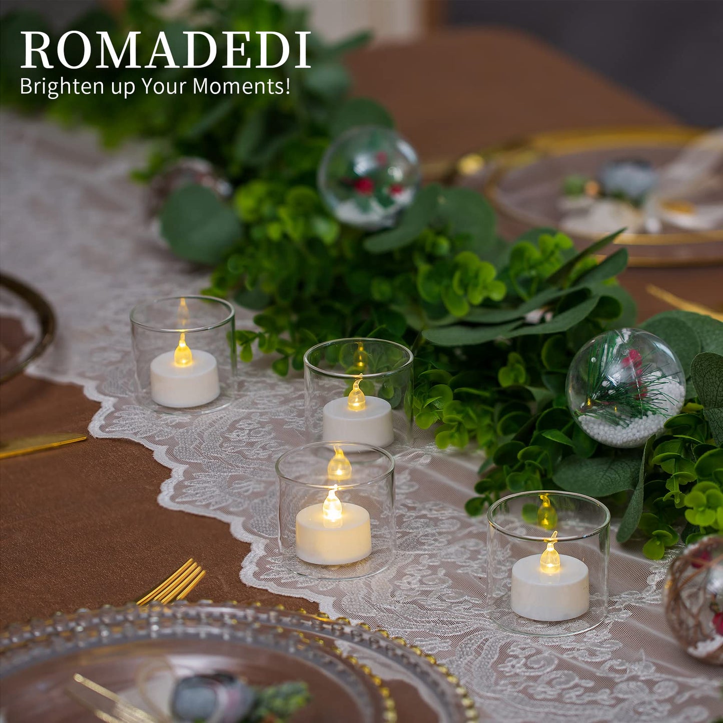 Romadedi Clear Tealight Candle Holder - Glass Votive Table Bulk Small Wedding Decor Centerpiece Floating Tea Lights for Christmas Party Birthday Home Pack of 12