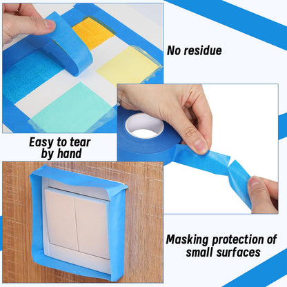 Fyguard 4 Rolls Blue Painters Tape, 1Inch x 55 Yards - Multi-Surface Masking Tape for Wall Painting & DIY Home Use