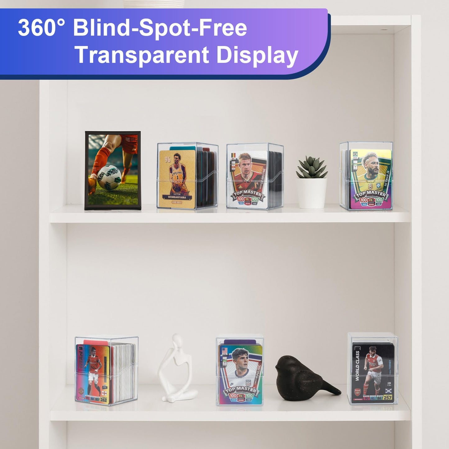 guaiboshi 6 Pack Card Deck Boxes: Transparent Storage for TCG, MTG, YuGiOh, Sport Cards and Other Collectible Cards – Compact Clear Organizers, Holds 800+ Cards, Ideal for Collection and Storage