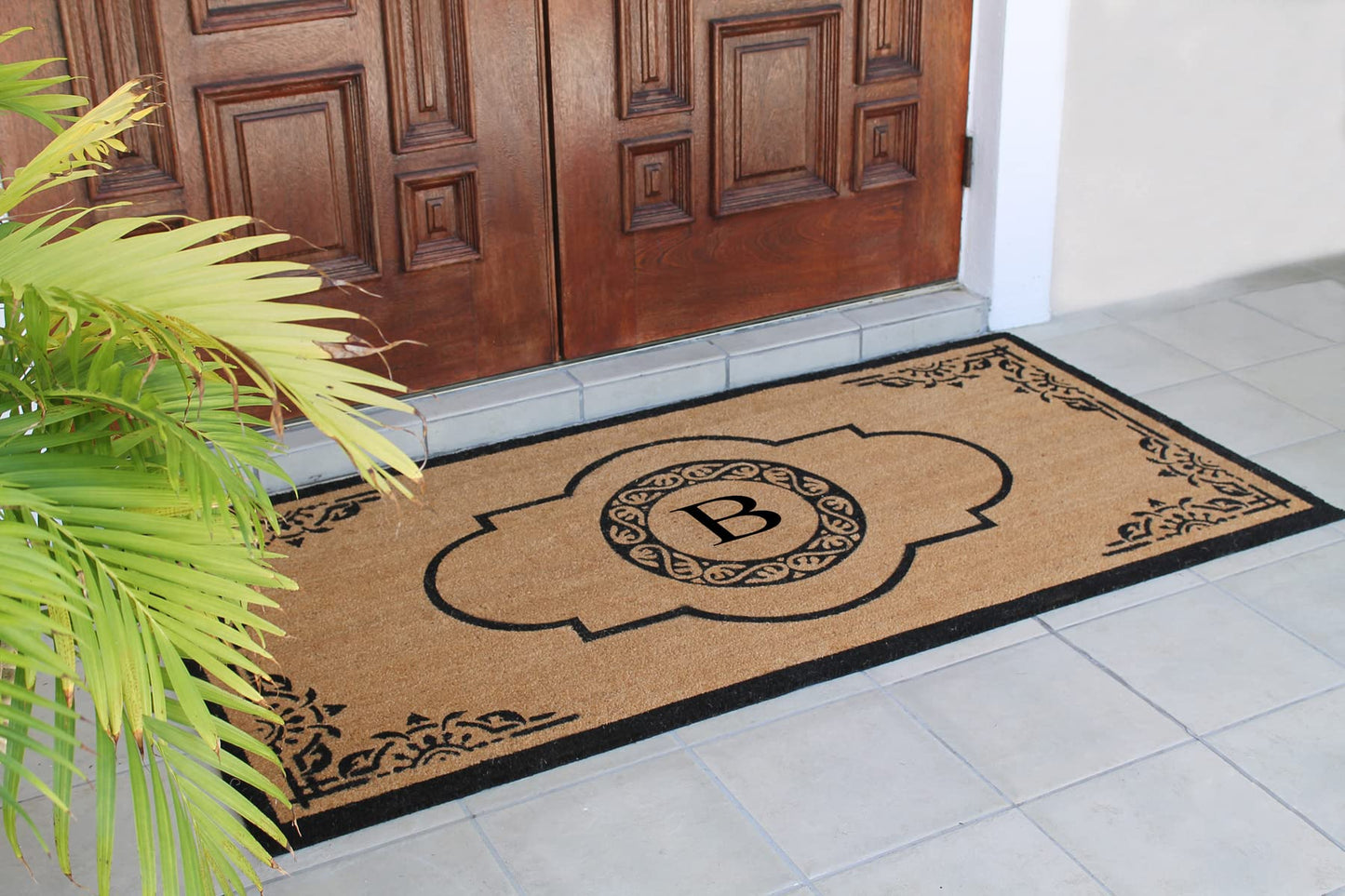 A1HC Natural Coir Monogrammed Doormat, Heavy Duty Anti-Shedding Front Door Mat, Personalized Welcome Mat for Outside, Porch, Entrance, Easy Clean Entryway Door Mat - 36" x 72"