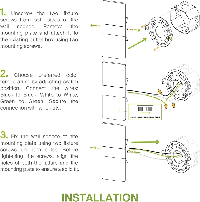 ASD 12 Inch LED Indoor Wall Sconce - Modern Interior 12W 2700K-5000K Adjustable Dimmable Wall Mounted Light Fixtures, Acrylic Glass Wall Lights for Stairway, Hallway - UL, Brushed Nickel