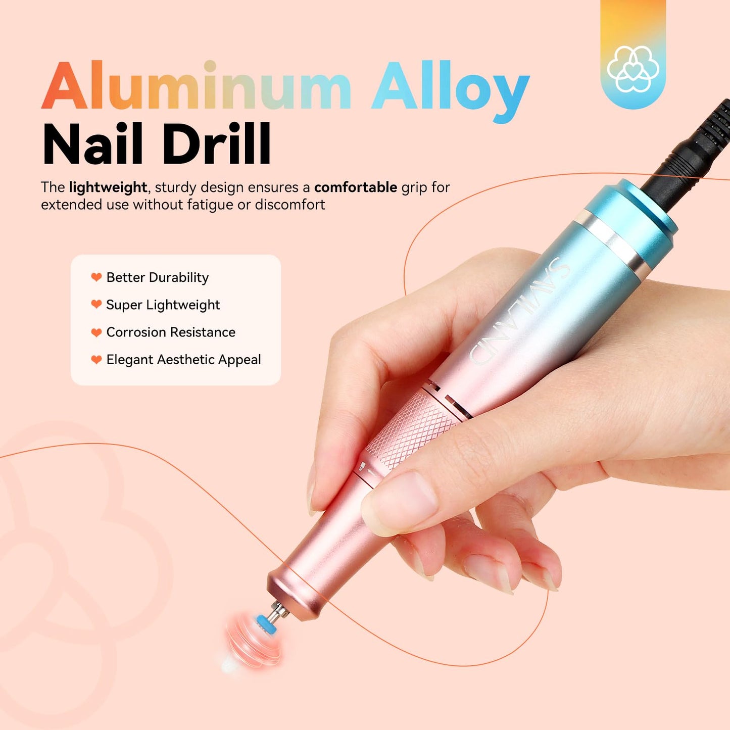 SAVILAND Electric Nail Drill Professional: 40000RPM Upgrad Nail Drill Kit 2025 Beautiful Gradient Sunset Color Scheme Nail D rill Machine Portable Nail File & Buffers Salon Use Manicure Pedicure
