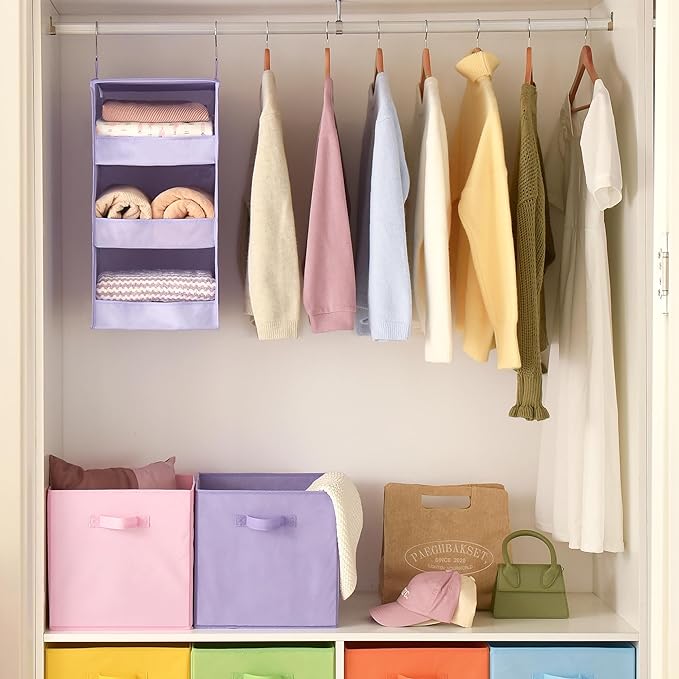 GRANNY SAYS 3 Shelf Hanging Closet Organizers and Storage, Collapsible Closet