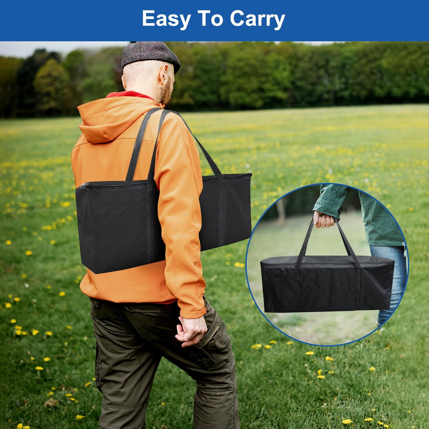 BBQ Tool Storage Bag, Heavy Duty Tools Bag, 600D Oxford Cloth, Outdoor Grill Accessories Bag for Camping Picnic Trip (22X5X8Inch)