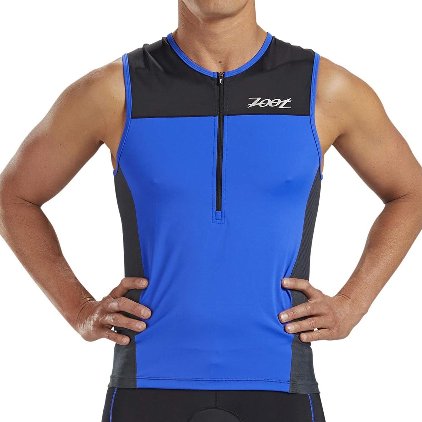 Zoot Men’s Core Tri Tank – Men’s Performance Triathlon Tank Top with 3 Back Pockets, Mesh Panels, and Cam Lock Zipper (Royal Blue, Small)