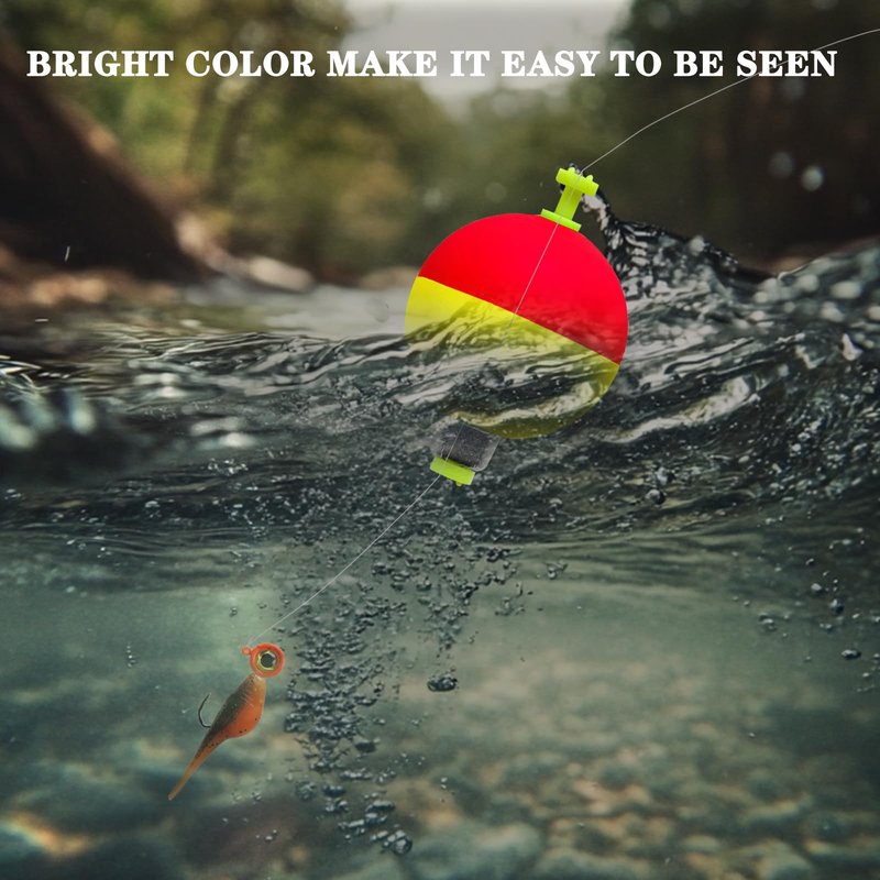 FISHCORNER 12 Pcs Fishing Bobbers Floats,Snap-on Fishing Bobber Ball Shape Fishing Float Corks Weighted Bobbers for Fishing Crappie Panfish Bluegill Trout