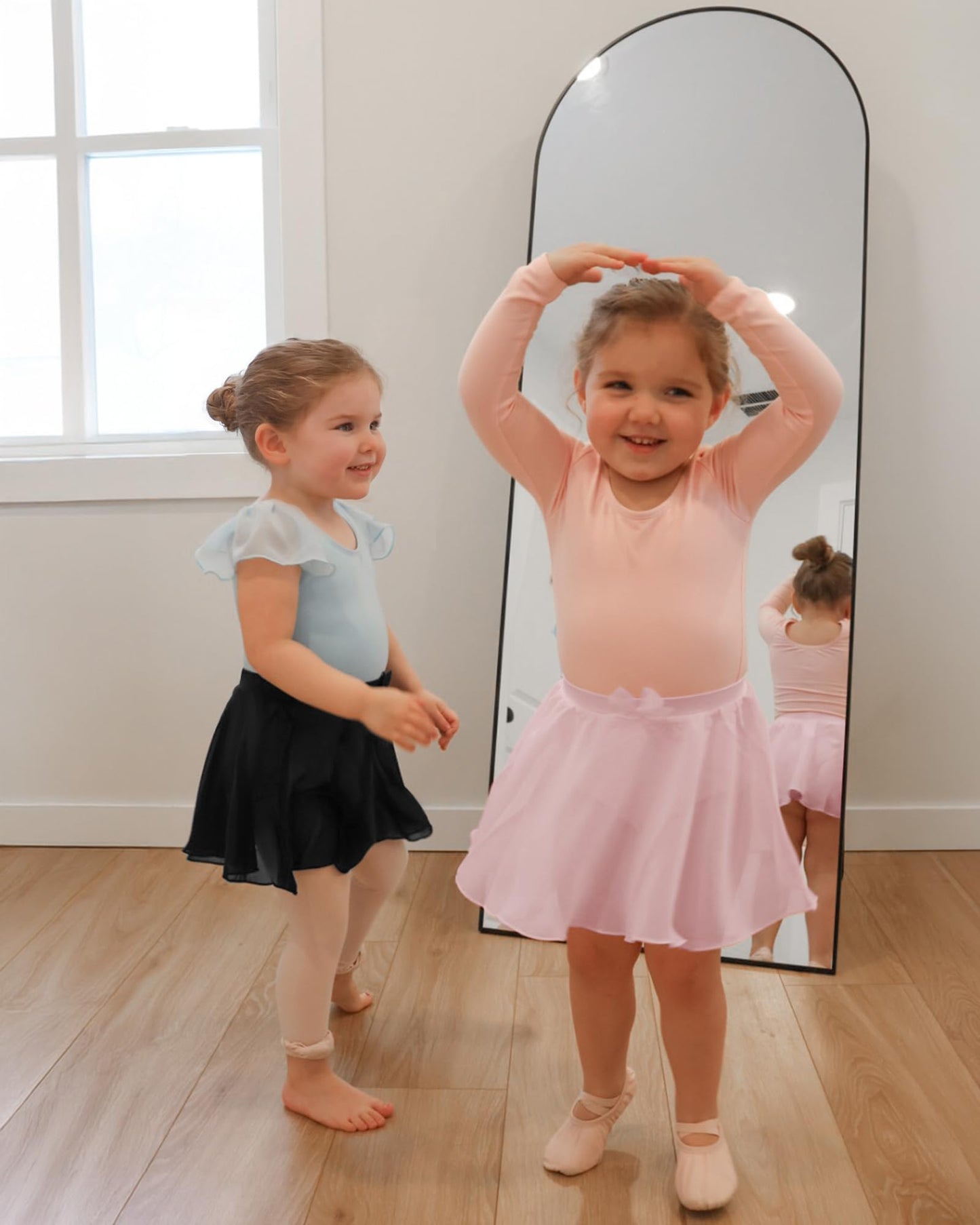 Stelle Girls Ballet Skirt, Chiffon Dance Skirt for Girls with Mesh Bowknot, Elastic Waist Pull-on Skirts for Ballet (Black,12-14Years)