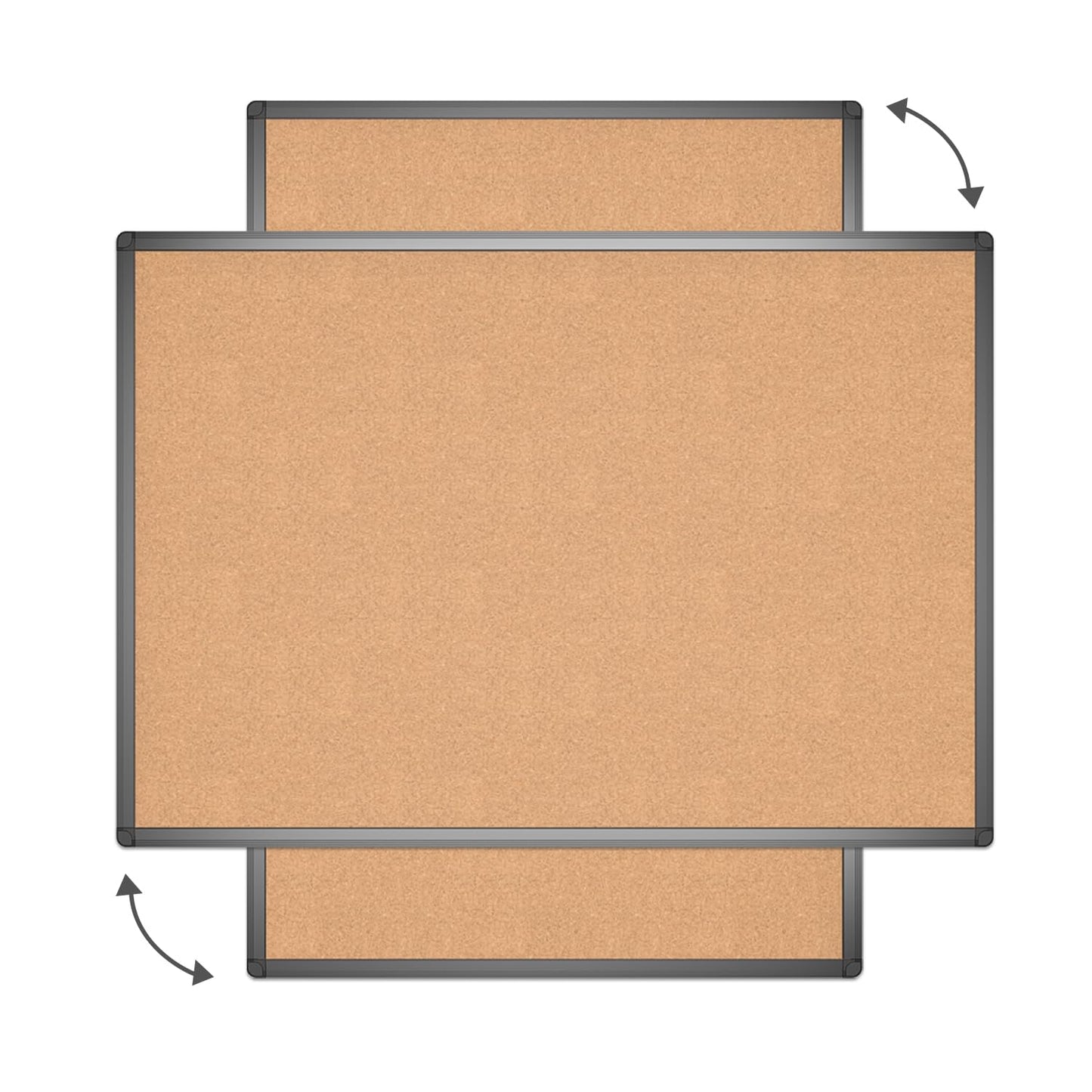 VIZ-PRO Cork Notice Board, 36 X 24 Inches, Cork Bulletin Board with Black Aluminium Frame