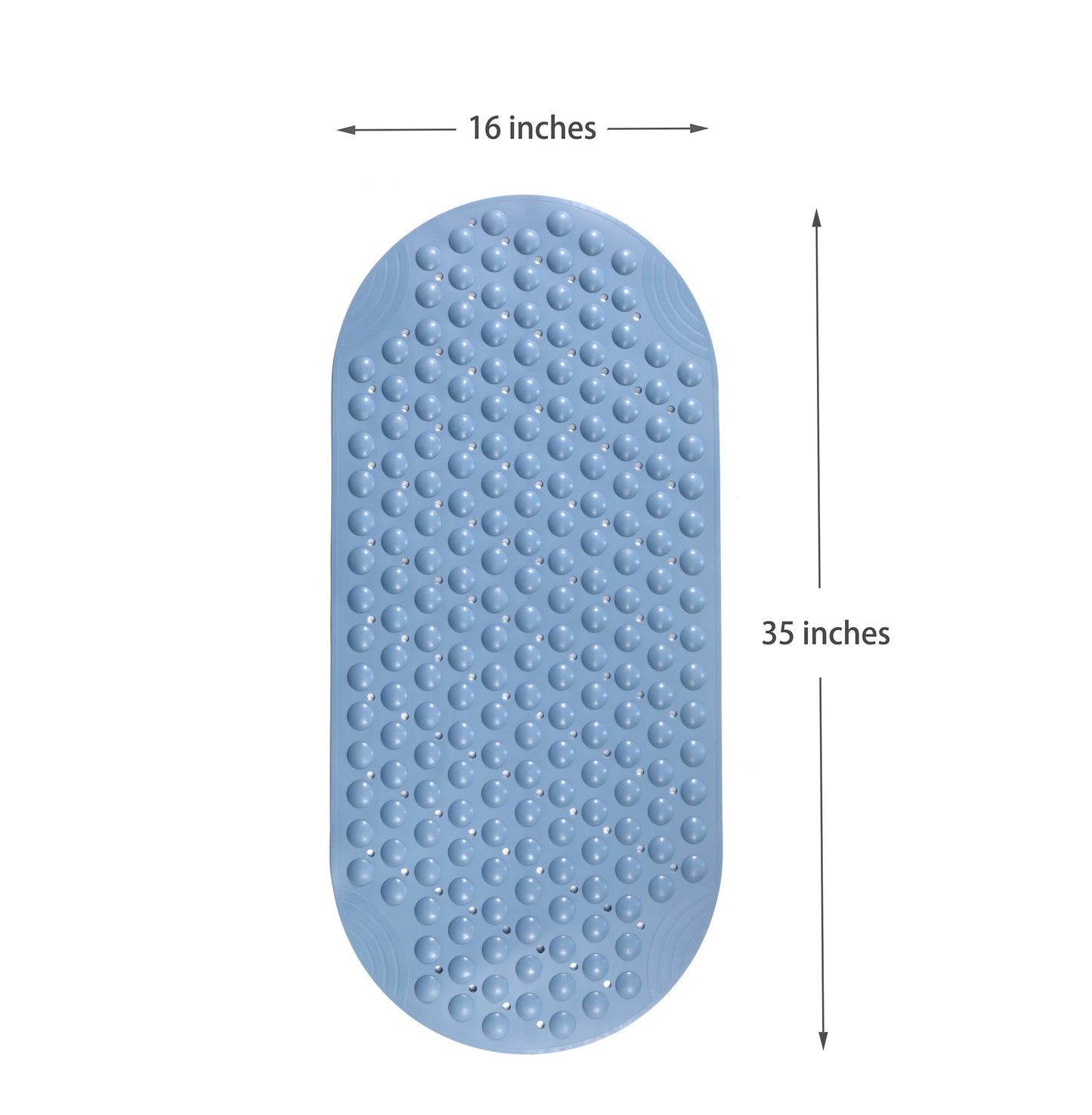 Mantto Bathtub Mat Non Slip TPE Bath Mat for Tub Bathroom Bath Tub Shower Mat for Kids Shower Floor Mat, Suction Cups Machine Washable Smooth/Non-Textured Tubs Only 35 x16 (Blue)