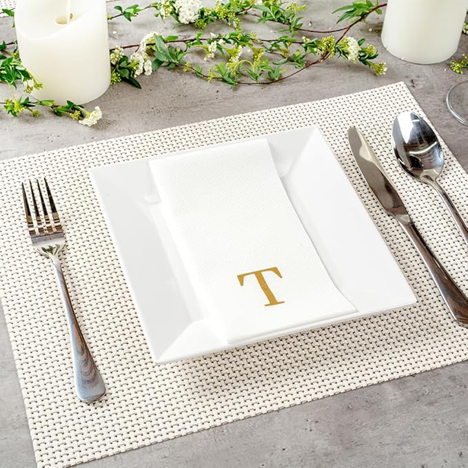 Luxenap 15.8 X 7.9 Inch Linen-Feel Guest Towels, 50 Lettered Hand Towels