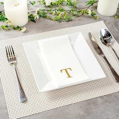 Luxenap 15.8 X 7.9 Inch Linen-Feel Guest Towels, 50 Lettered Hand Towels