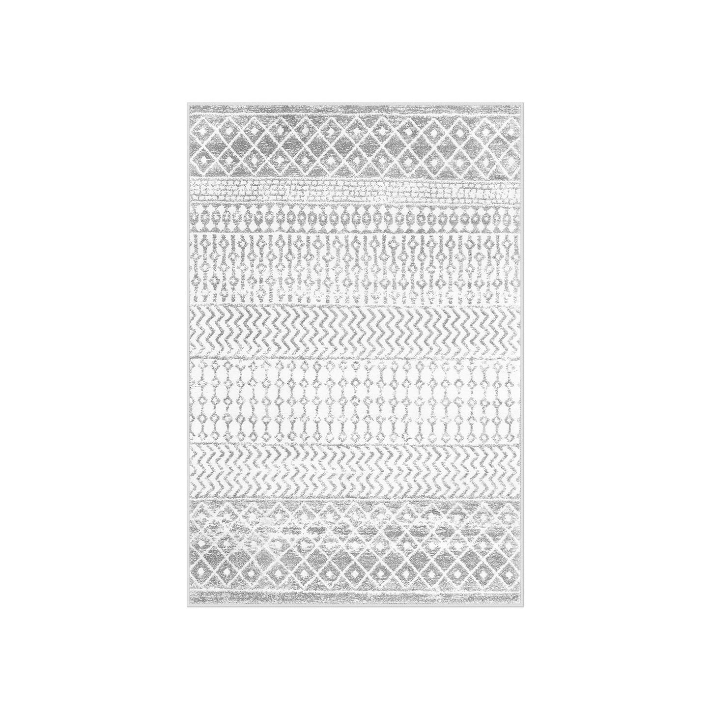 Nailttos Moroccan Washable Rugs, 2x3 Ivory Gray Rug Non-Slip Small Distressed Entryway Rugs, Soft Low-Pile Bedroom Rug Indoor Doormat Carpet for Entryway Kitchen Bathroom