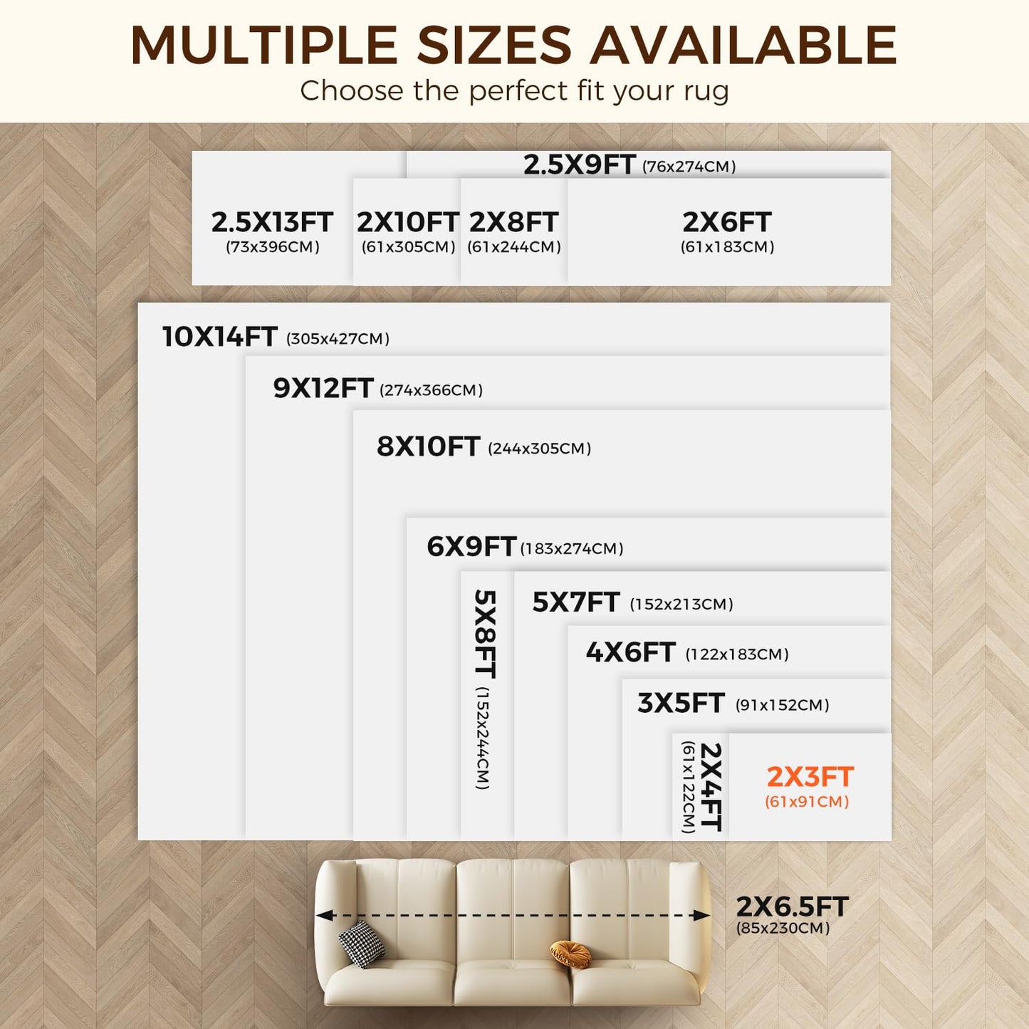 BAGAIL BASICS 2 x 3 FT Rug Pad Gripper for Hardwood Floors, Non Slip Rug Pads for Area Rugs, Extra Thick Under Rug Padding, Protect Your Rugs & Floors