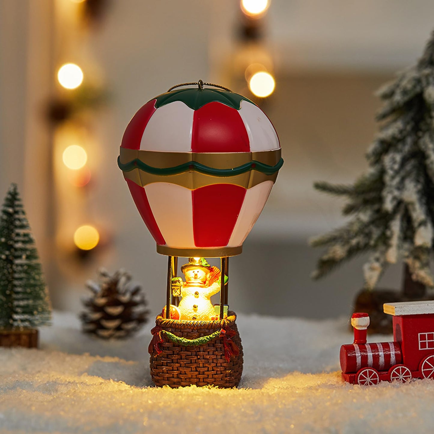 7" Parachute Snowman Figure Portable Desk Night Light Cute Christmas Ornament Home Decorations Funny Snowman Figurine Bedside Lamp Nightlight Holiday Party Indoor Fireplace Bedroom Decor Xmas Gift