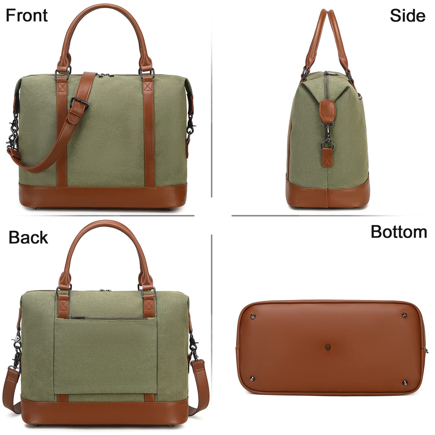 Bluboon Travel Tote Bags with Zipper Ladies Canvas Bag Weekender Overnight Bag for Women Carry on Duffel Bag Trolley Sleeve