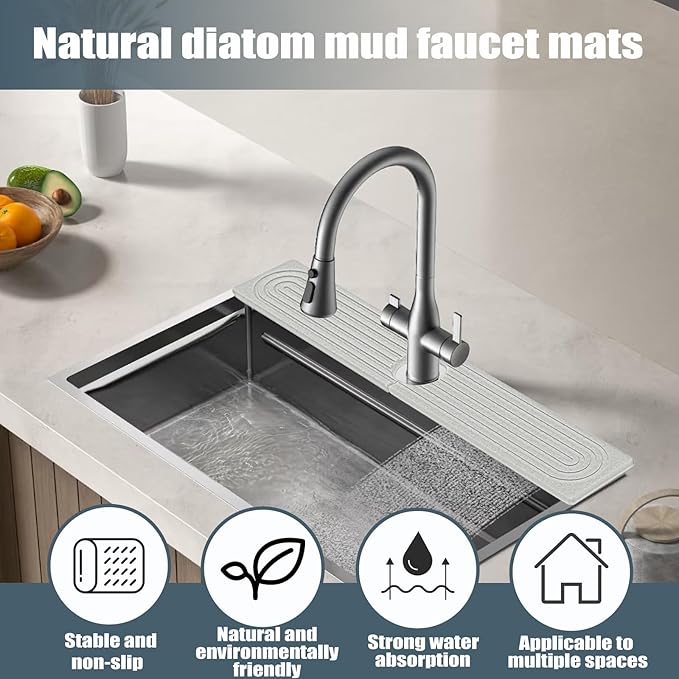 Stargaz Faucet Mat For Kitchen Sink，Sink stone quick dry around faucet