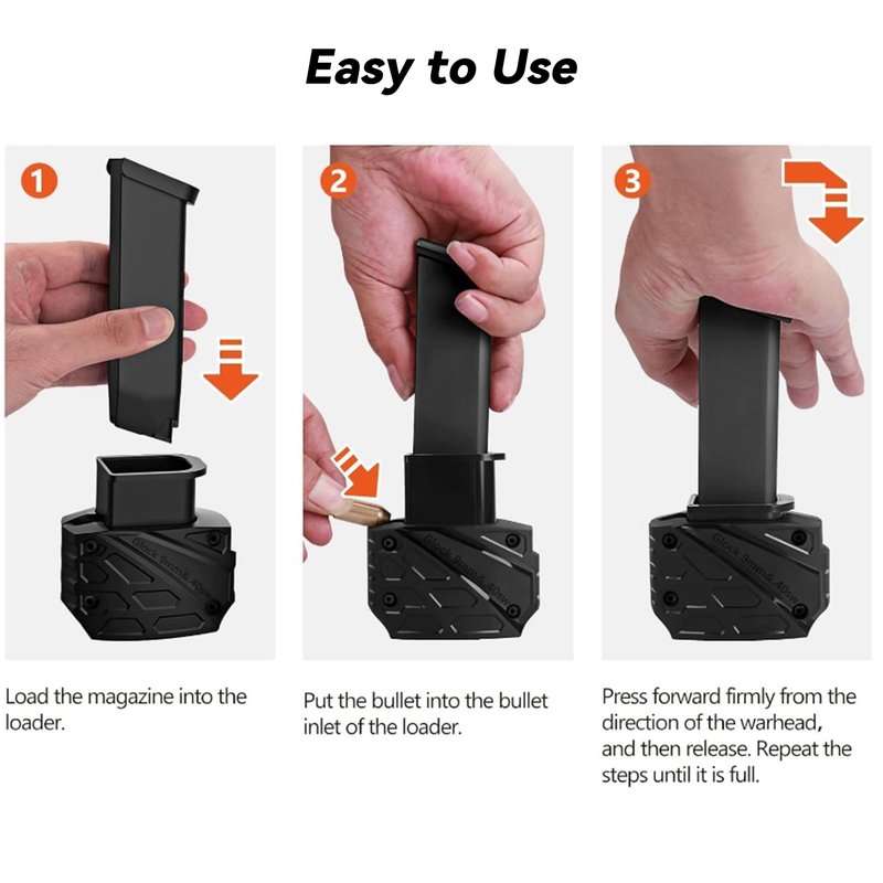 HiSnug Magazine Speed Loader for Glock 9mm/.40sw, ABS Plastic Rapid Loader Fits Glock 17,18,19,22,23,24,26,27,34,35,45 and 47, Syable Fast & Easy Reloading Simplifies Magazine Loading, Black, 1pc