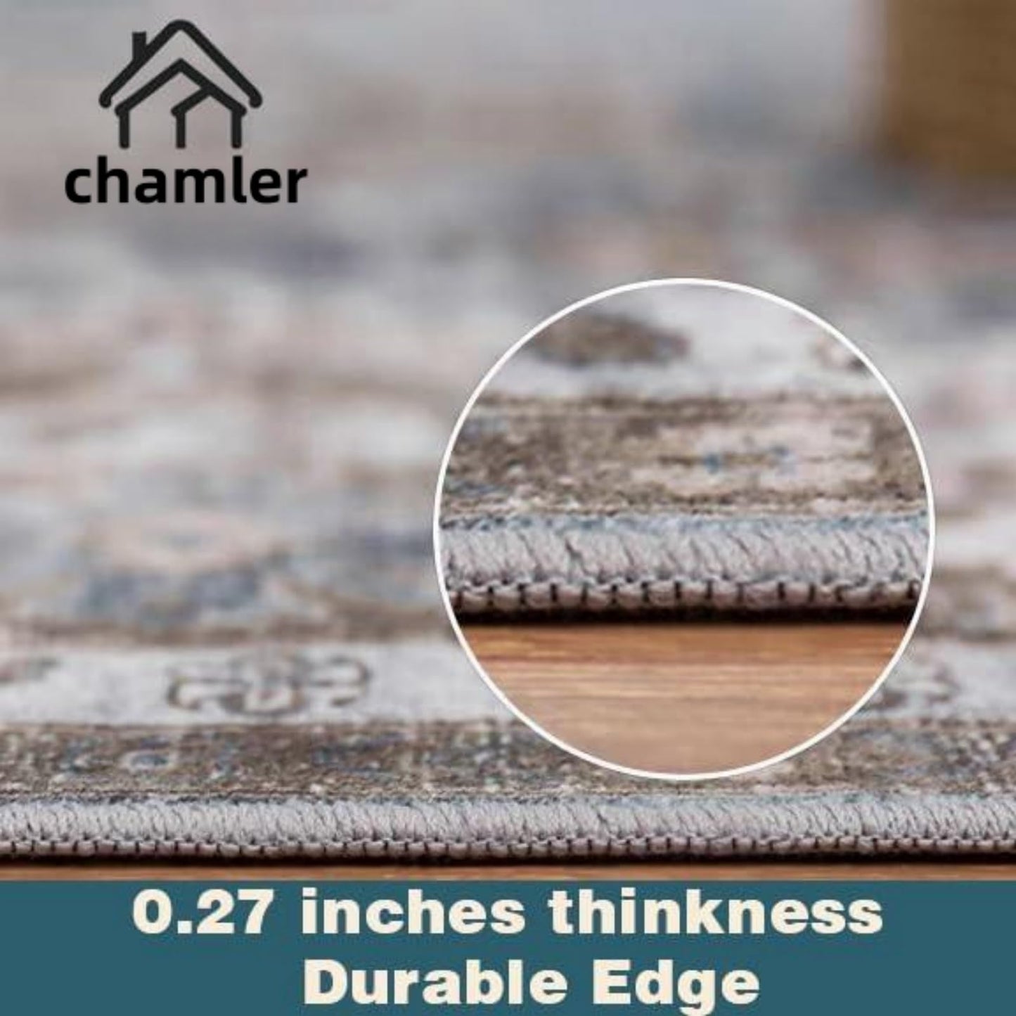 chamler 9x12 Washable Area Rug Boho Chic Medallion Distressed Design Non-Shedding Easy Care Ideal for High Traffic Areas in Rugs for Living Room Bedroom Office Coffee Table Large Carpet