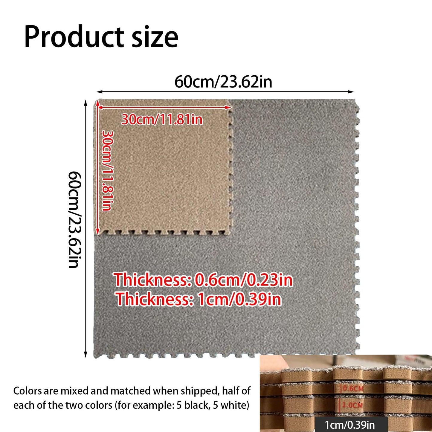 BRCYKRWY Modern EVA Foam Sound Insulation Rug(10Pieces),Interlocking Bedroom Area Rugs, Floor Mat With Edgings,Non-slip EVA Foam Jigsaw Floor Tiles,Easy To Disassemble,Seamless Splicing,Can Be Cropped