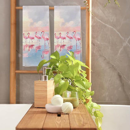 Watercolor Pink Flamingo Kitchen Towels, Flamingo Gifts