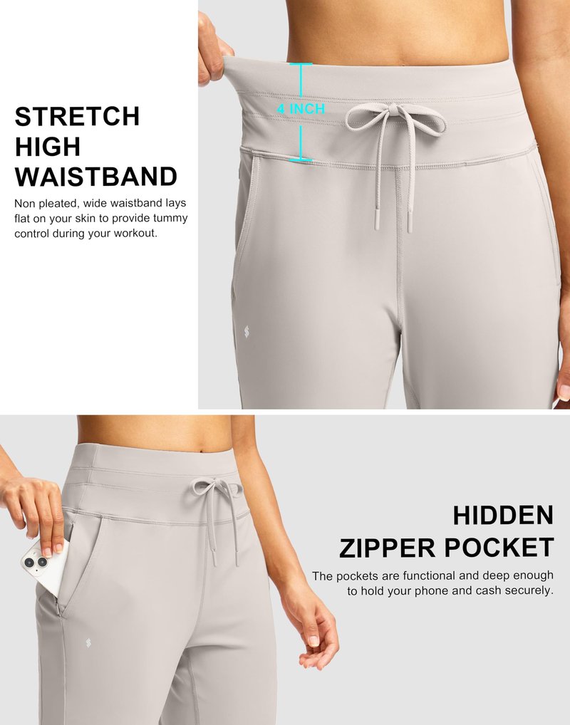 Soothfeel Womens Joggers with Zipper Pockets High Waisted Sweatpants Athletic Leggings Pants for Workout Running Yoga