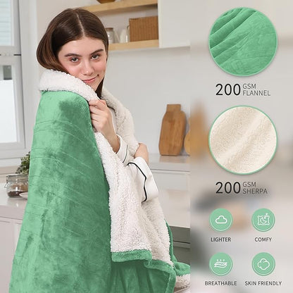 Heated Blanket Electric Blanket Twin Size, Fast Heating & Overheating Protection, Ultra Soft Heated Throw Blanket Twin Size with 5 Heating Levels & 10 Hours Auto Off, 62"x84", Aqua Green