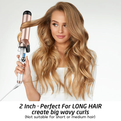 Hoson 1 Inch Curling Iron Professional Ceramic Tourmaline Coating Barrel Hair Curler, LCD Dispaly with 9 Heat Setting(225°F to 450°F for All Hair Types, Glove Include)
