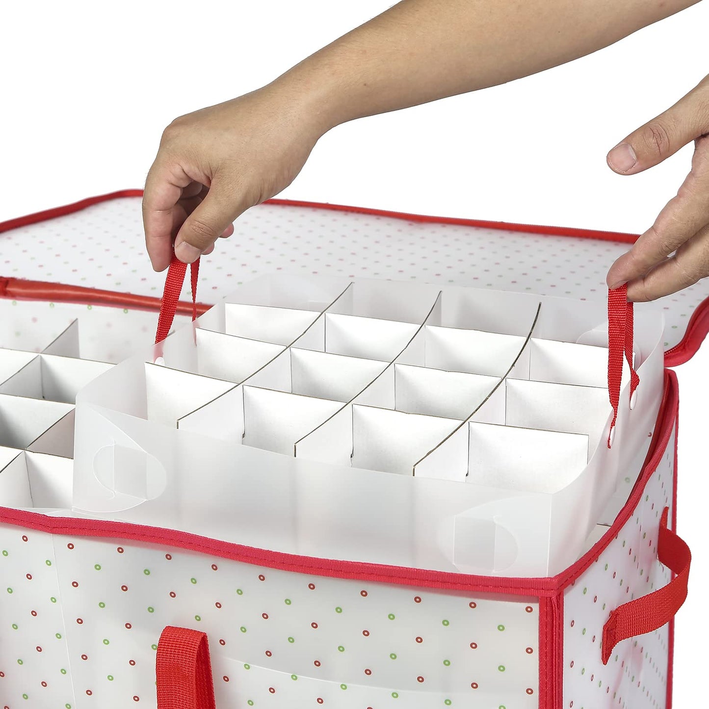 Sattiyrch Plastic Christmas Ornament Storage Box with Trays,Customizable Dividers, Dust-Proof Durable Ornament Organizer Holder,Christmas Storage Containers,Holds 128 x 3 inch Ornaments