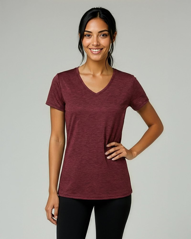 Real Essentials 5 Pack: Women's Dry-Fit Short Sleeve V Neck T Shirt Workout Fitness Yoga Top Tee, Set 2, XXL